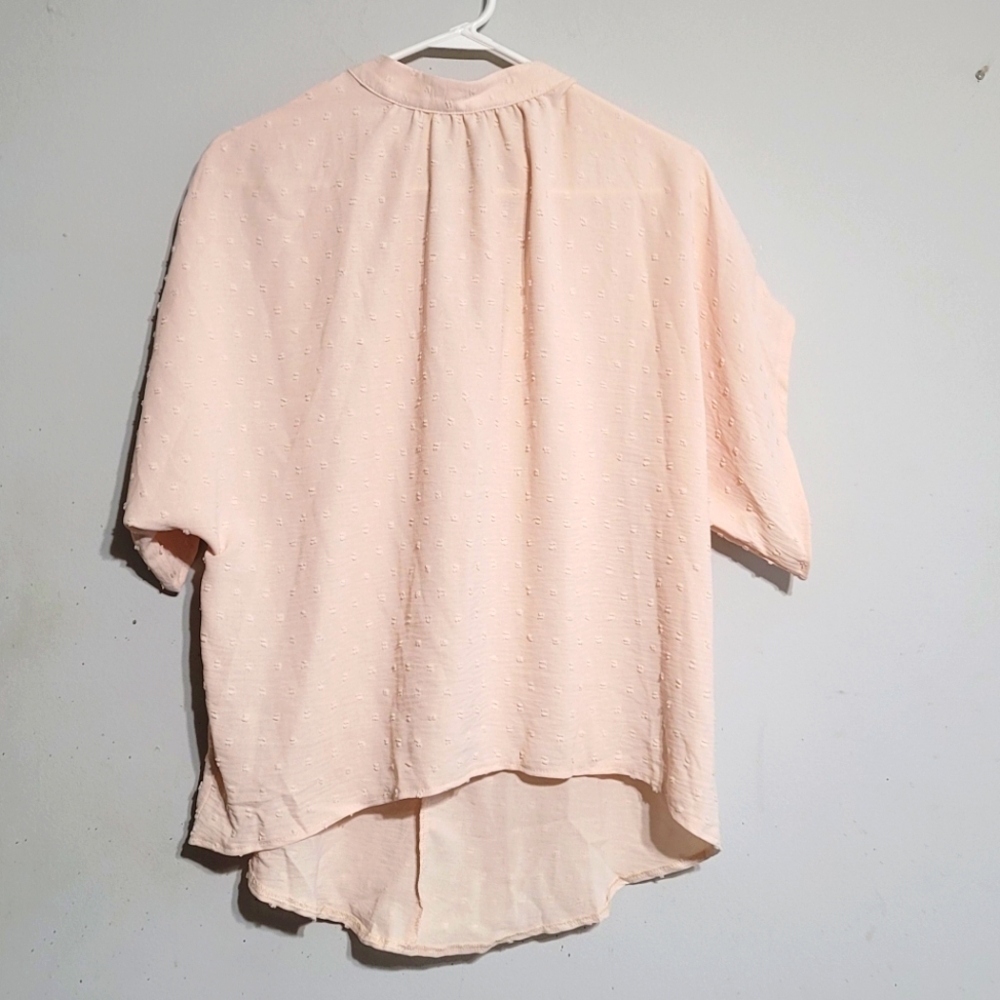 Shein Blouse Top Size Medium Womens‎ Ivory Cream Swiss Dot Office Dressy Shirt